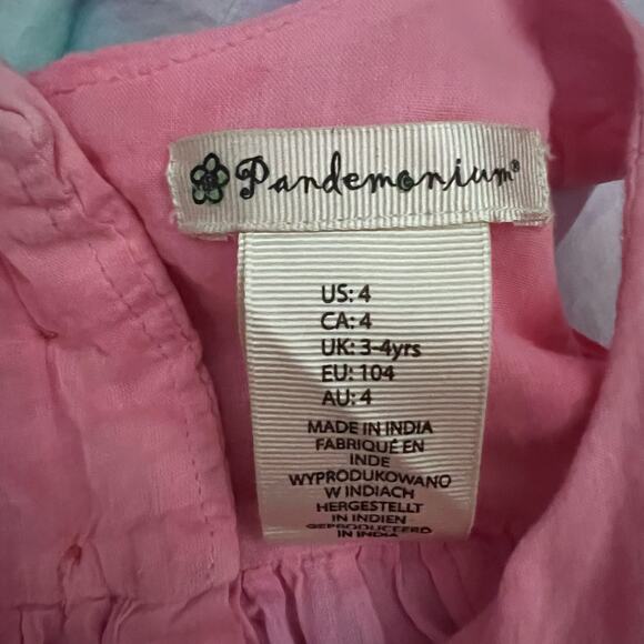 Pandemonium Dress Girls 4 Multicolor Tiered Rainbow Tie Dye Cotton Sundress - Picture 5 of 6